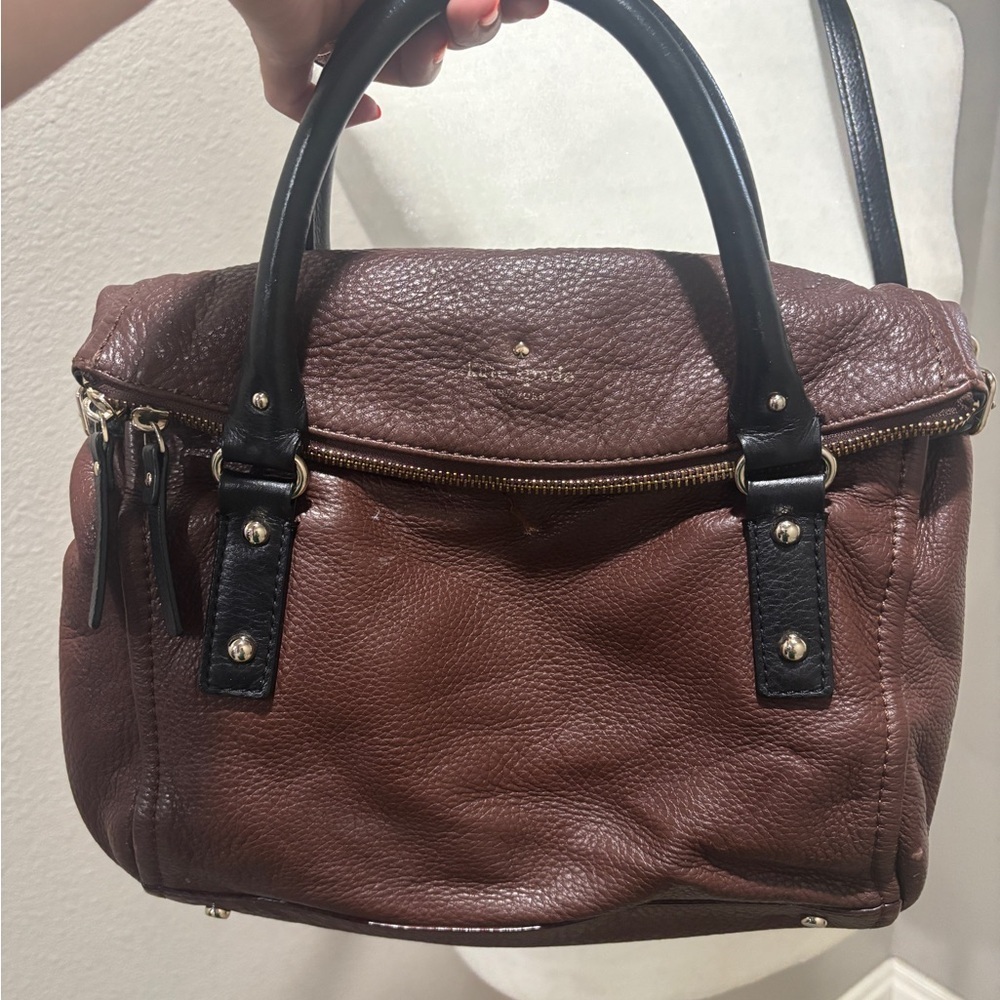 Kate Spade Chocolate Brown Satchel with Black Handles
